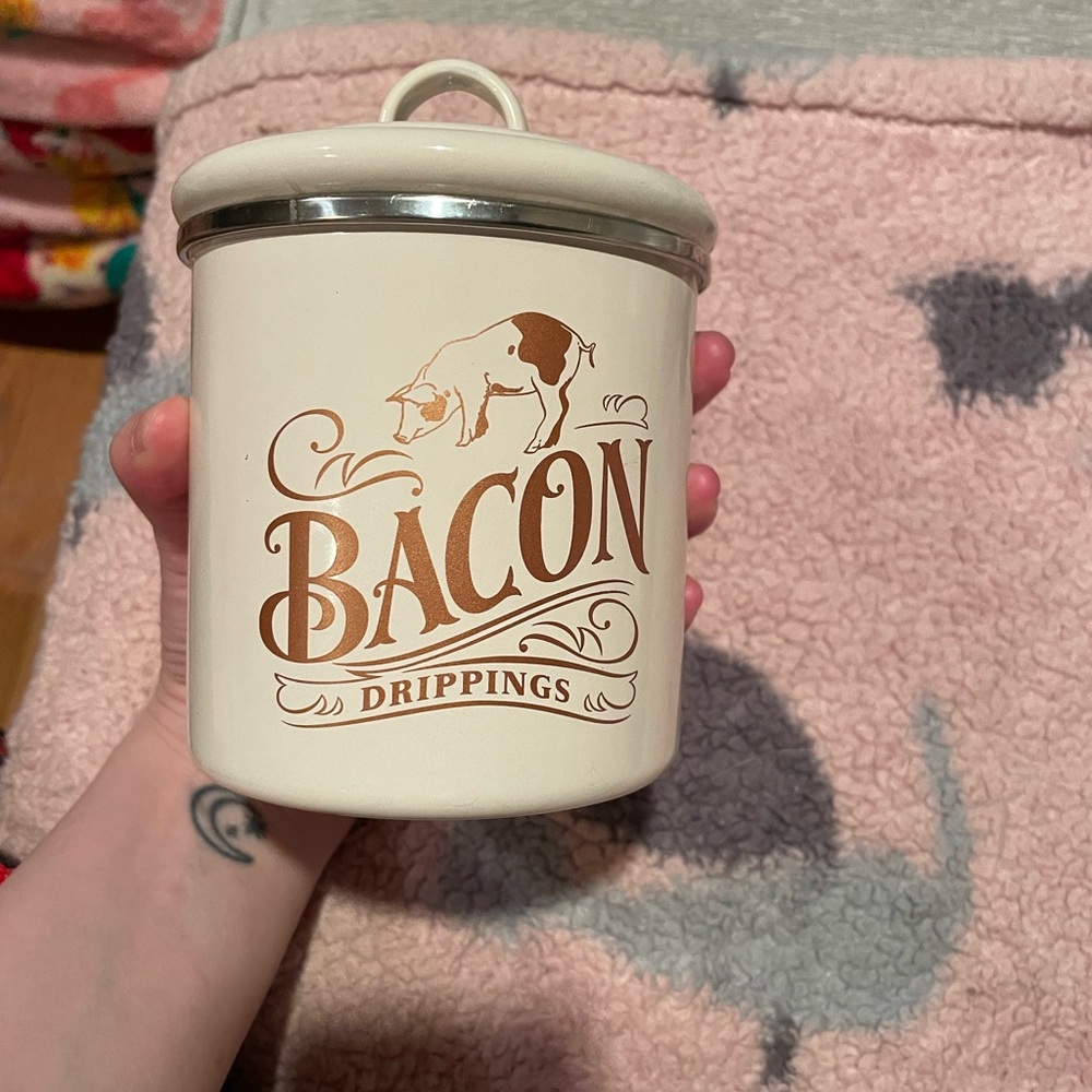 Ayesha Cream colored Bacon Drippings Canister